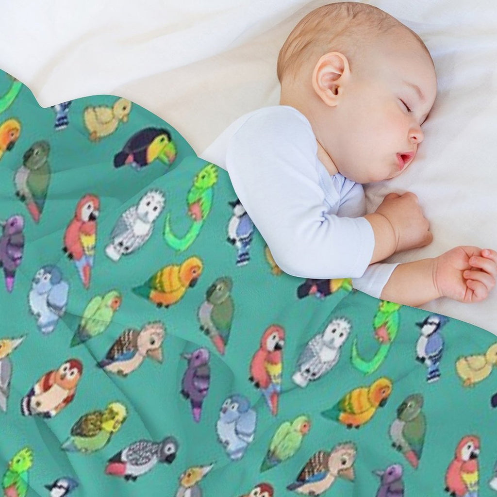 Tiny Birds!! Travel-friendly Throw Blanket