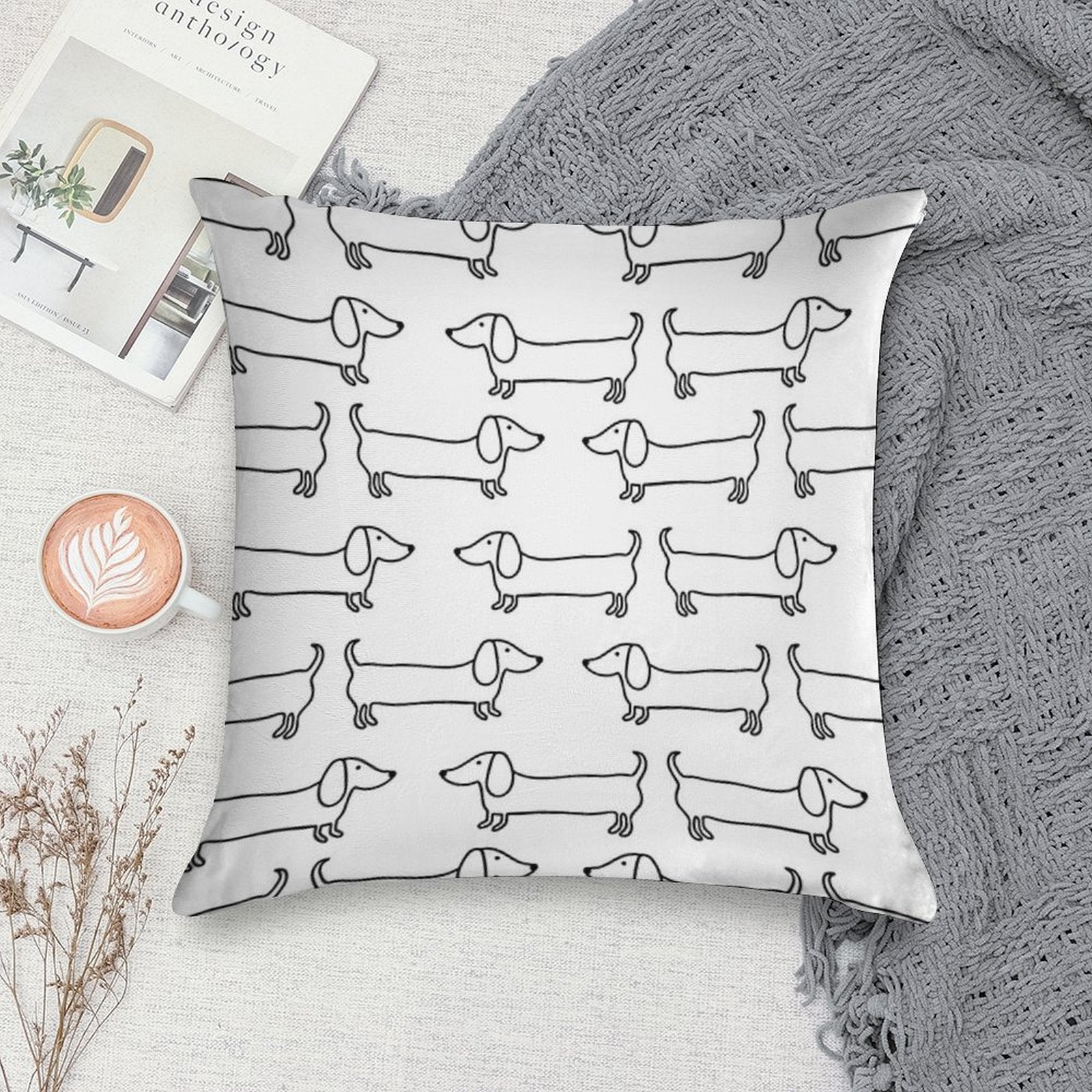Dachshund in Black-white Soft Ultra-Soft Texture Throw Pillow