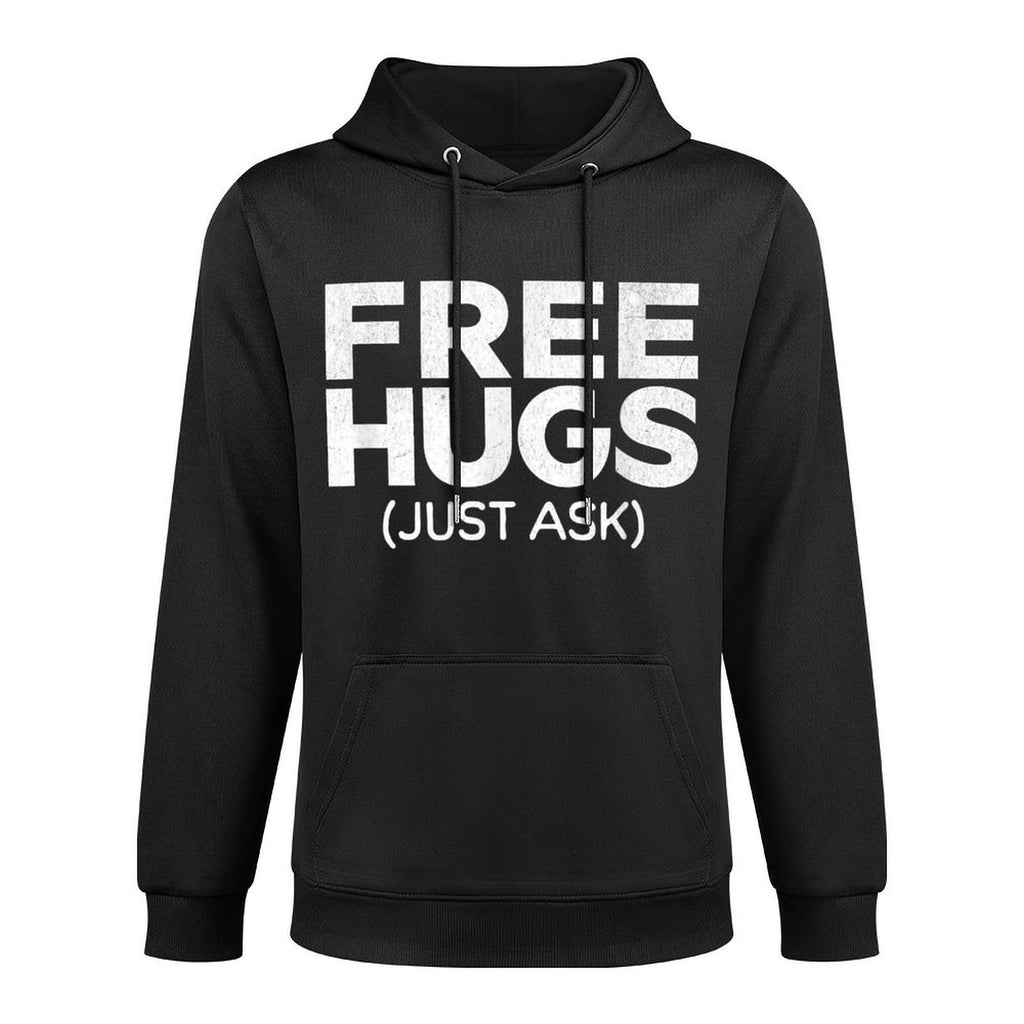 Funny Free Hugs Unisex-Adults Black Cotton Small Casual Wear Hoodie