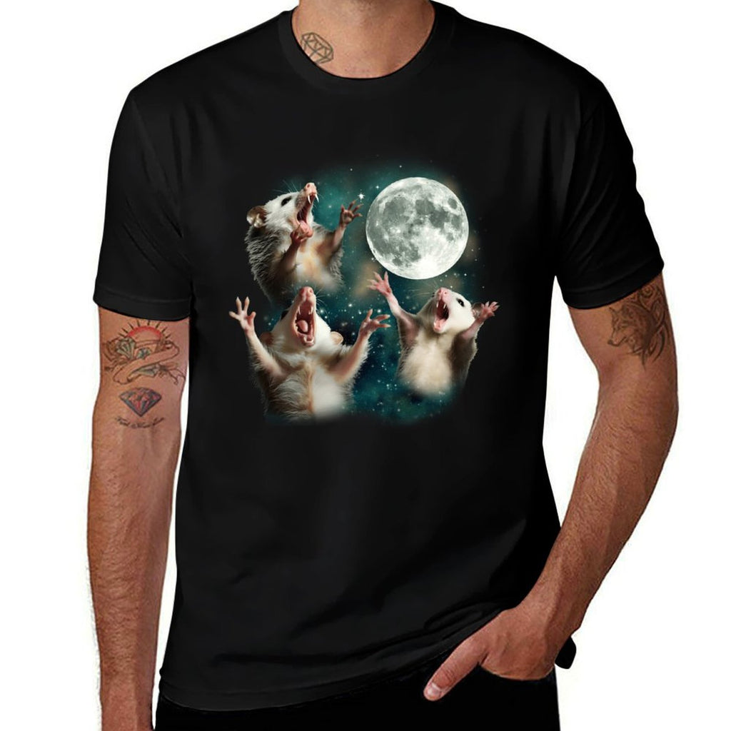 Three Possum Moon  3 Opossum Funny Weird Cursed Meme  Quick-drying T-Shirt