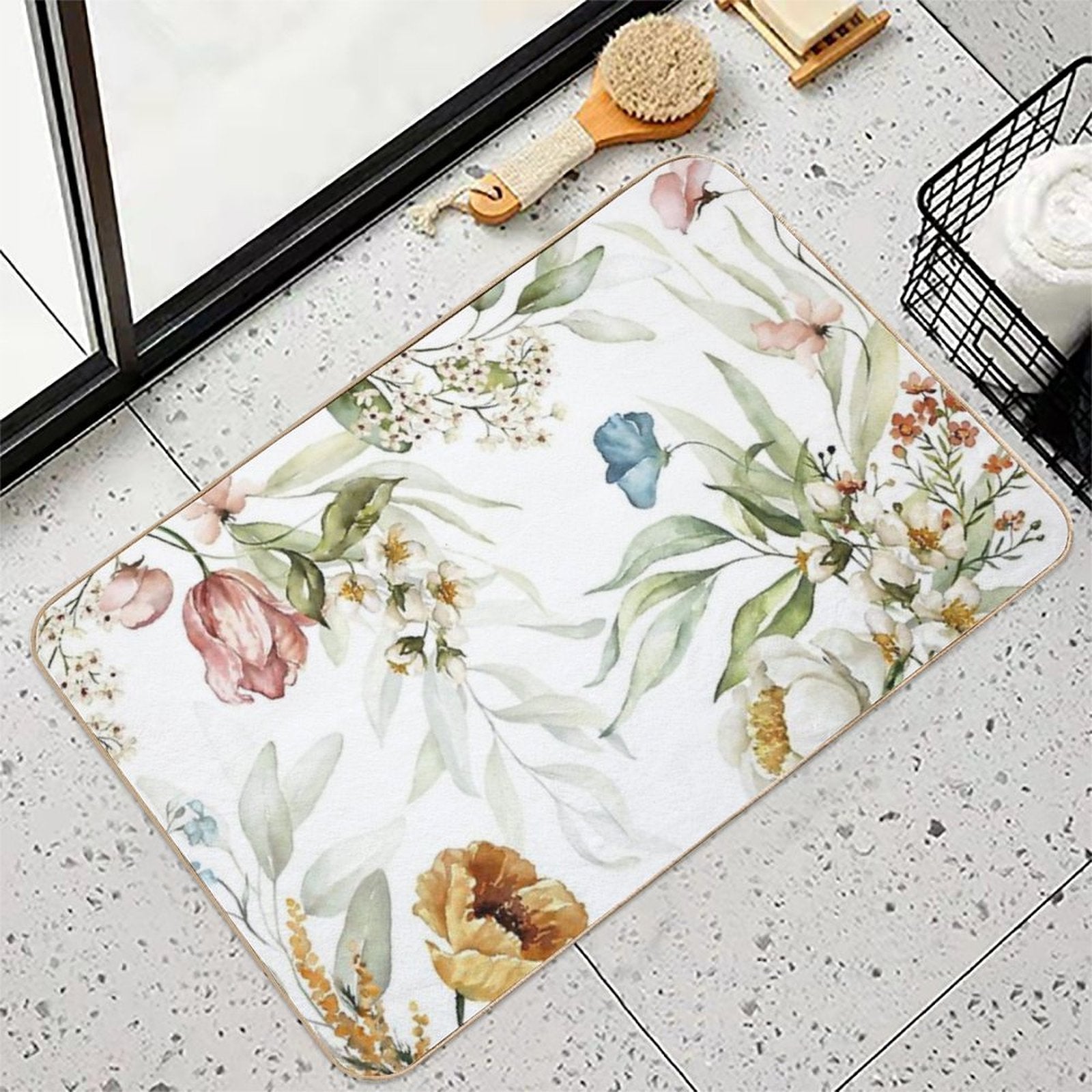 Floral Pattern  Pet-Safe Bath Mat