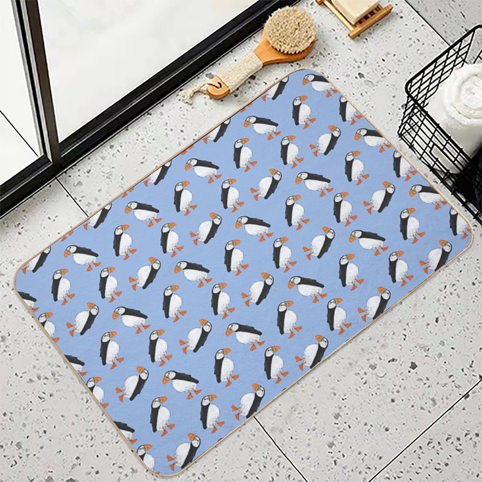 Cute And Whimsical Puffin Design  Odorless Bath Mat