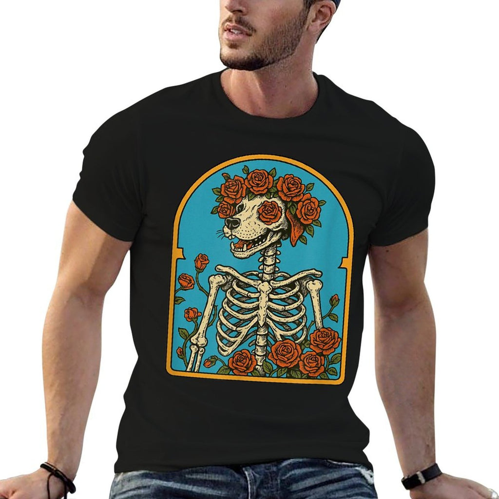 Floral Dog Skeleton,Grateful Skeleton Funny Halloween  Versatile T-Shirt