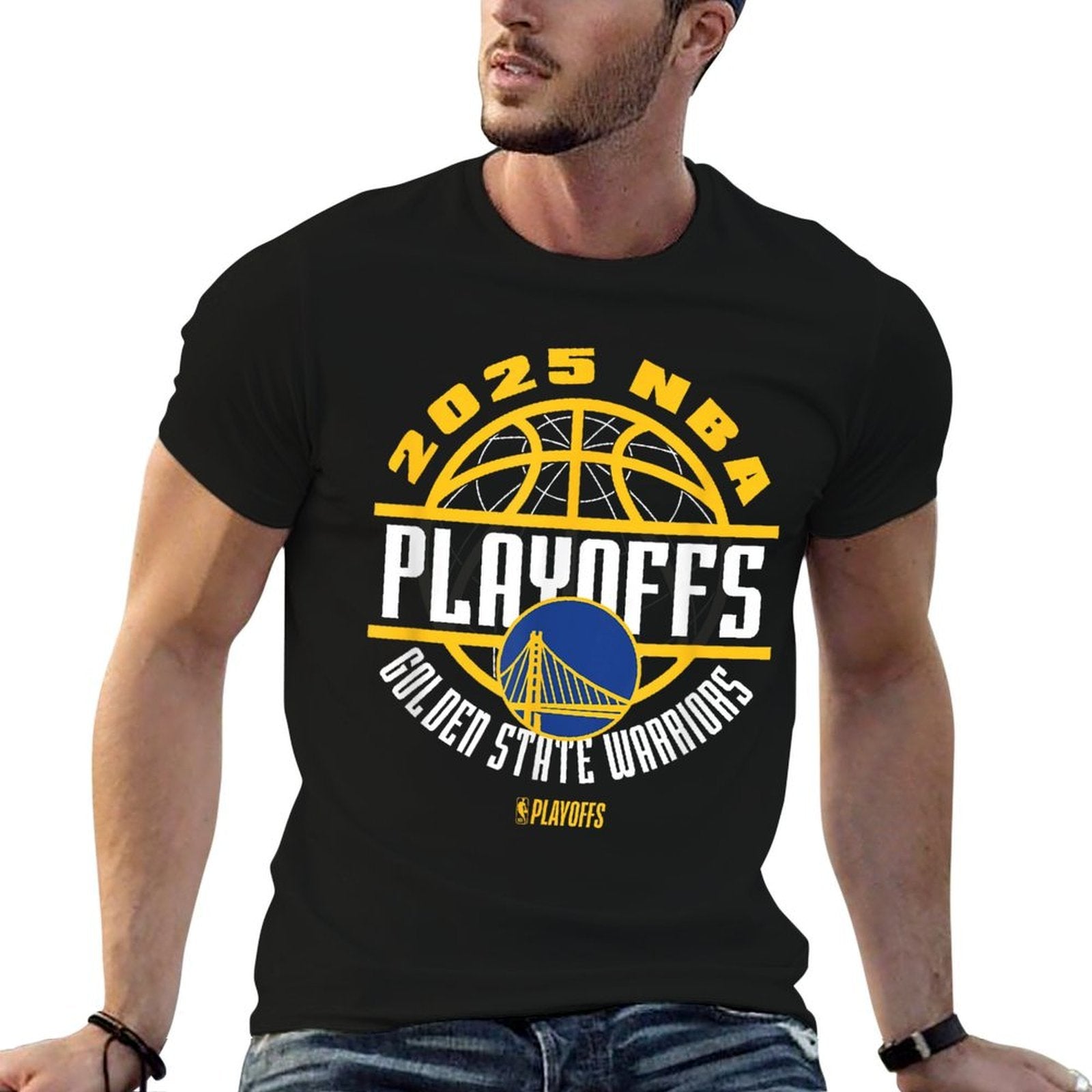 NBA Official Golden State Warriors 2025 Playoffs Game Time  Slim-fit Cut T-Shirt