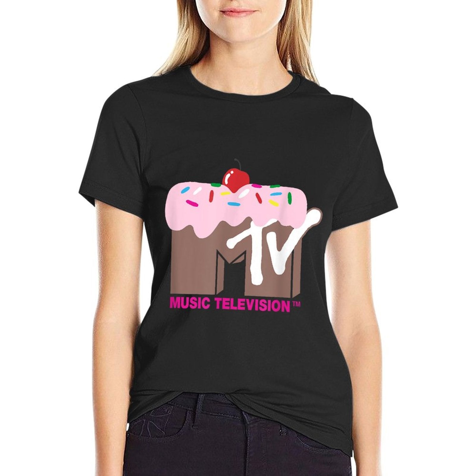 MTV Music Television Vintage 80s Cupcake  Sprinkles Logo  Graphic-printed T-Shirt