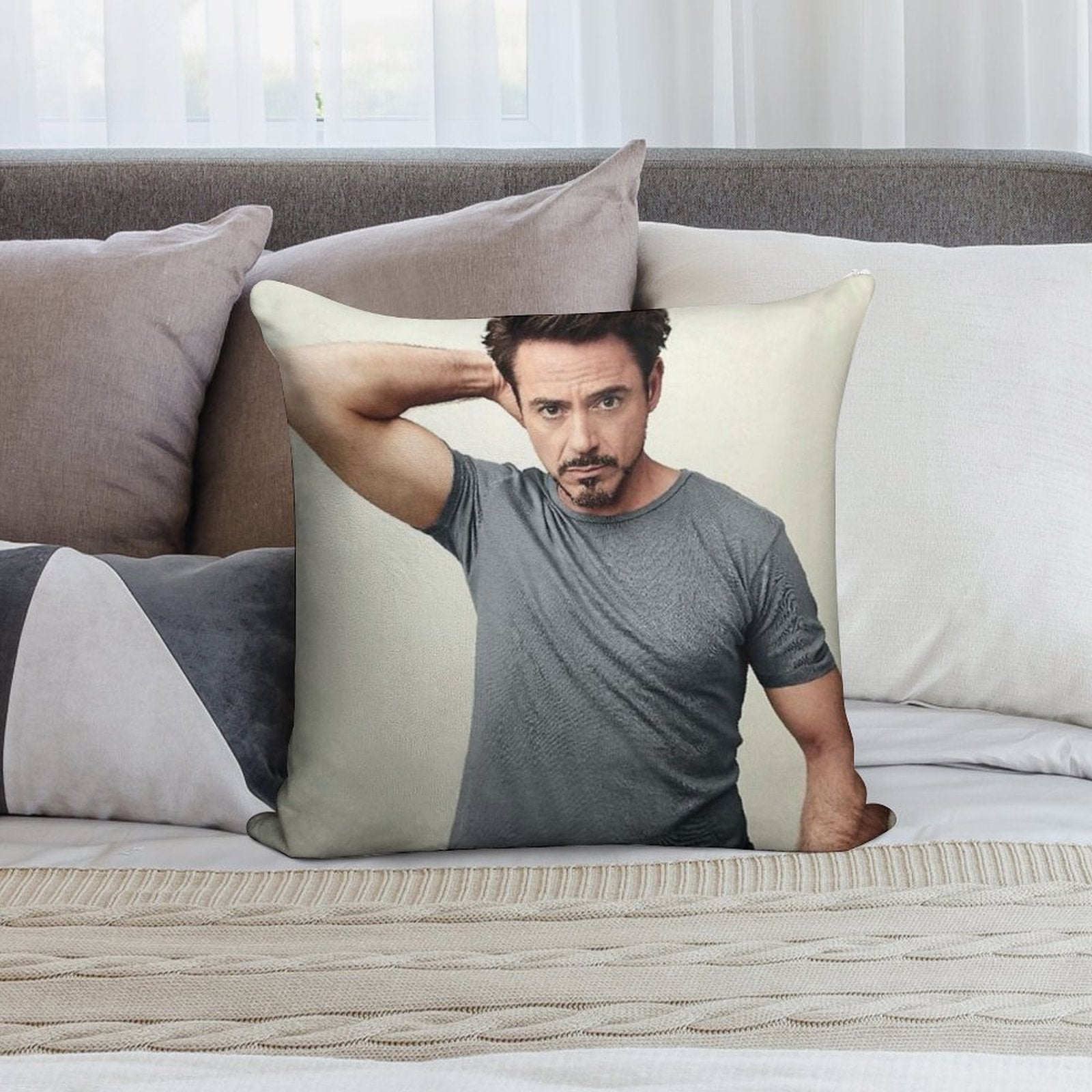 Robert Downey Jr Soft Washable Throw Pillow