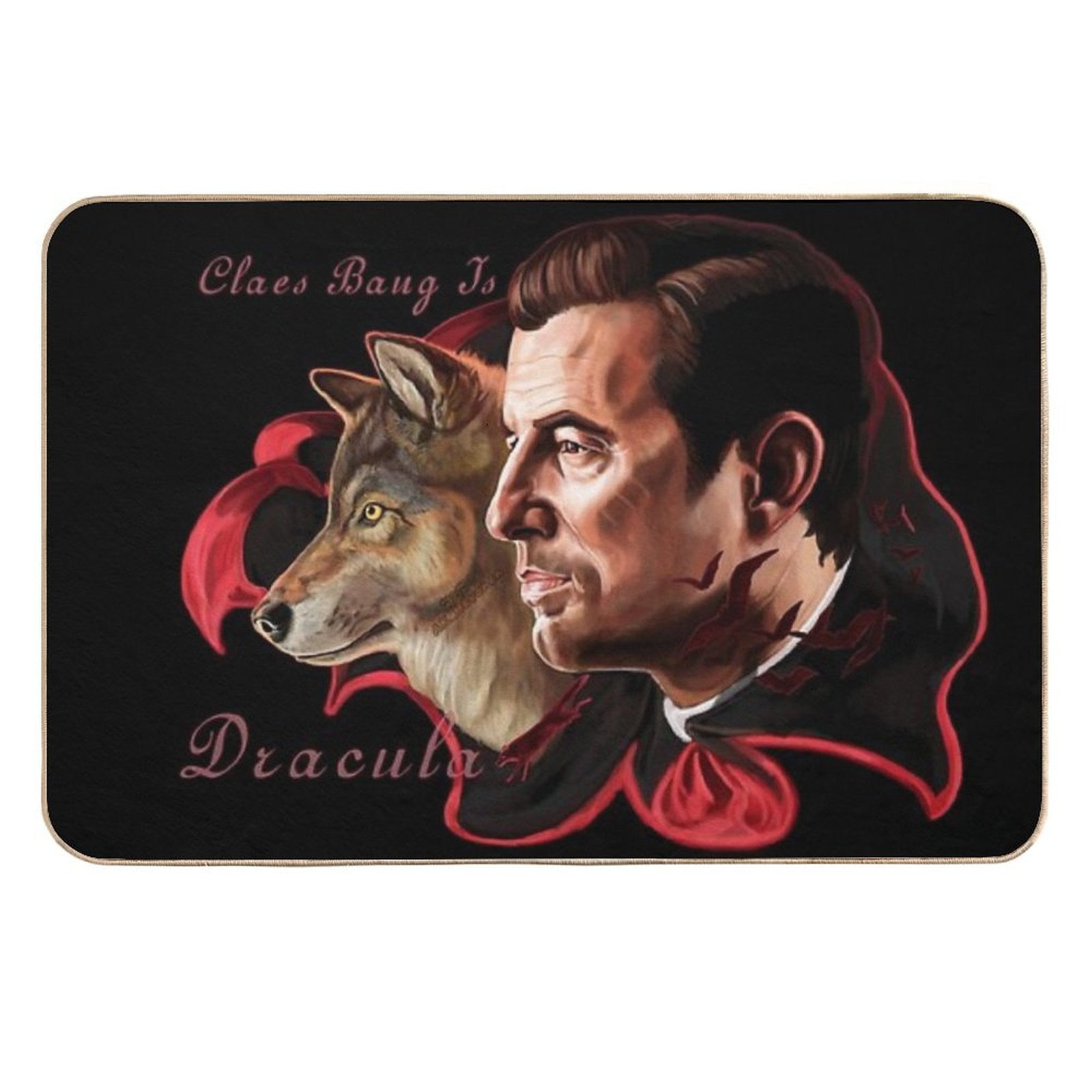 Claes Bang Dracula Wolf Painting  Stain-Proof Bath Mat
