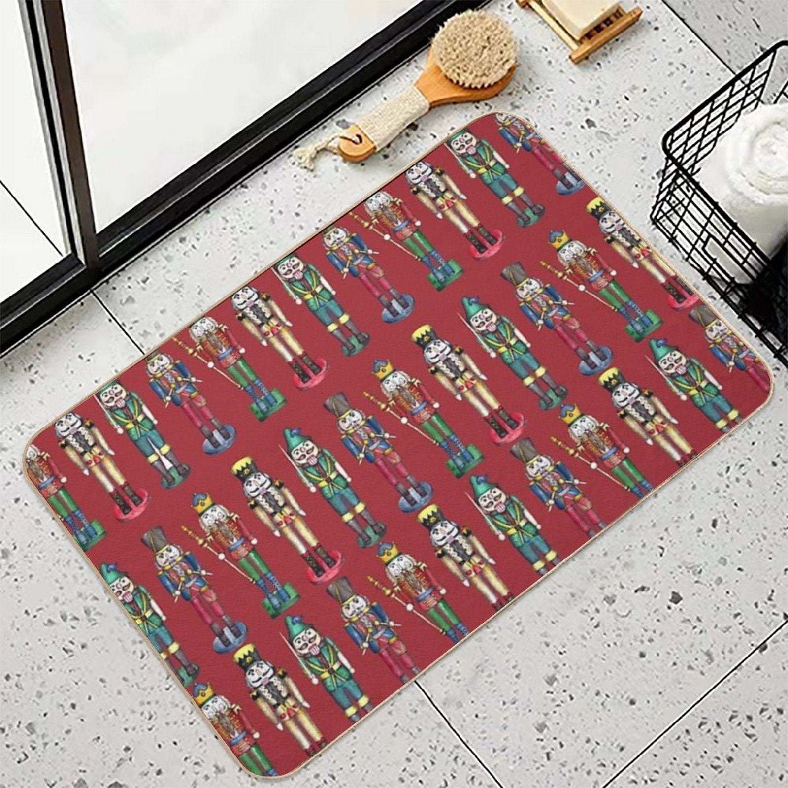 The Nutcracker Prince Pattern in Red  Stain-Proof Bath Mat