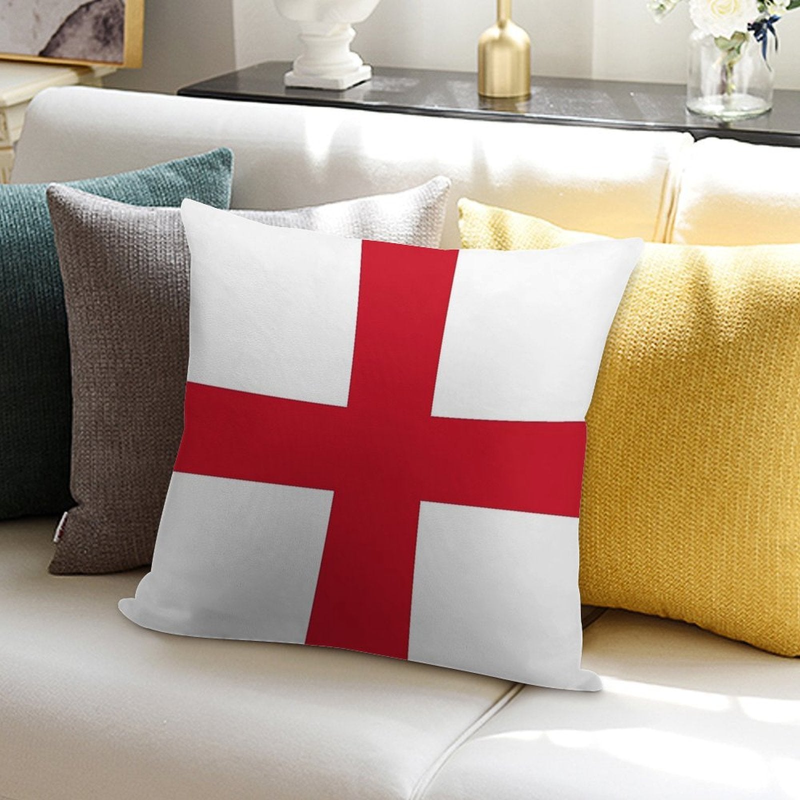 Flag of England (St. George's Cross) Soft Easy Maintenance Throw Pillow