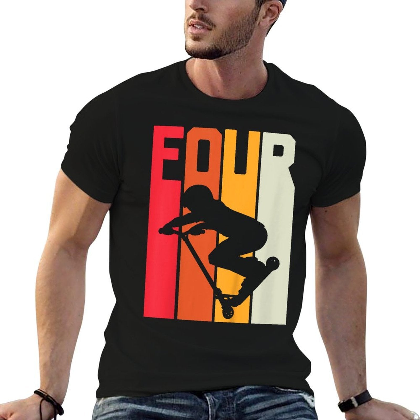 Kids 4th Birthday Retro Scooter Driver Lover Boys Kids 4 Old  Affordable Price T-Shirt