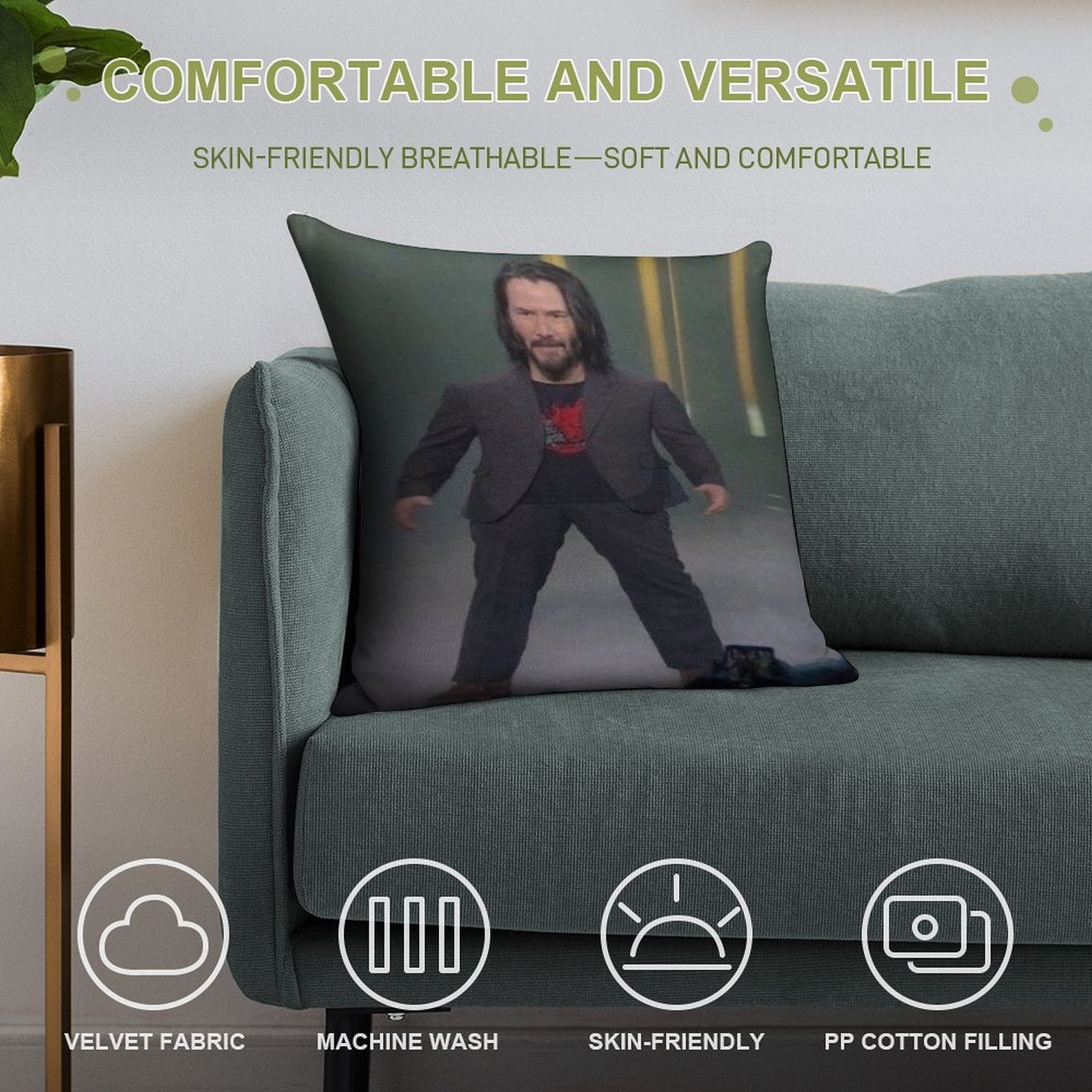 Baby Keanu Reeves Soft High-Density Material Throw Pillow