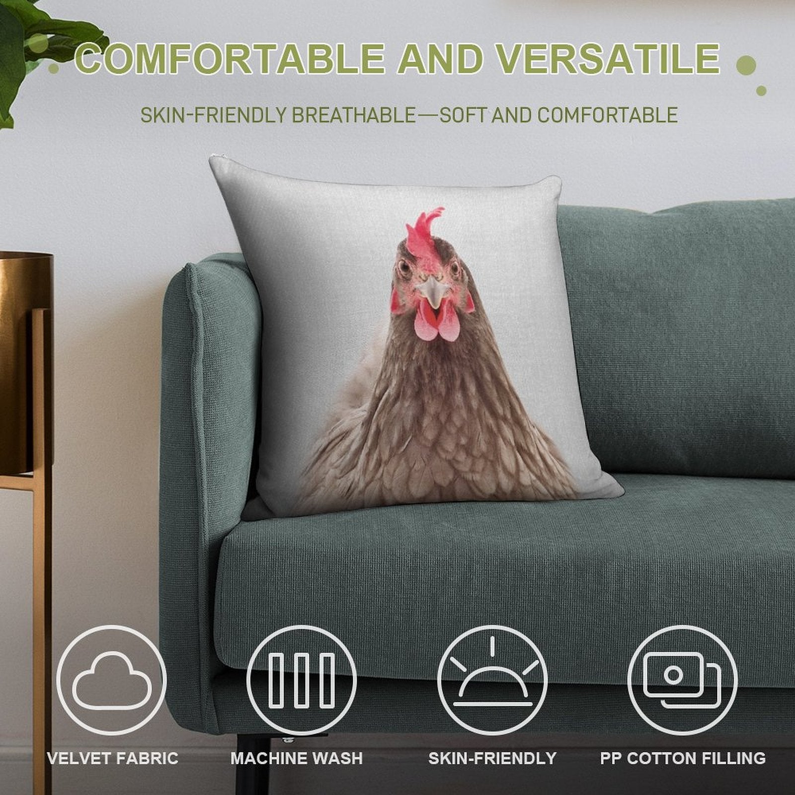 Chicken - Colorful Soft Ultra-Soft Texture Throw Pillow