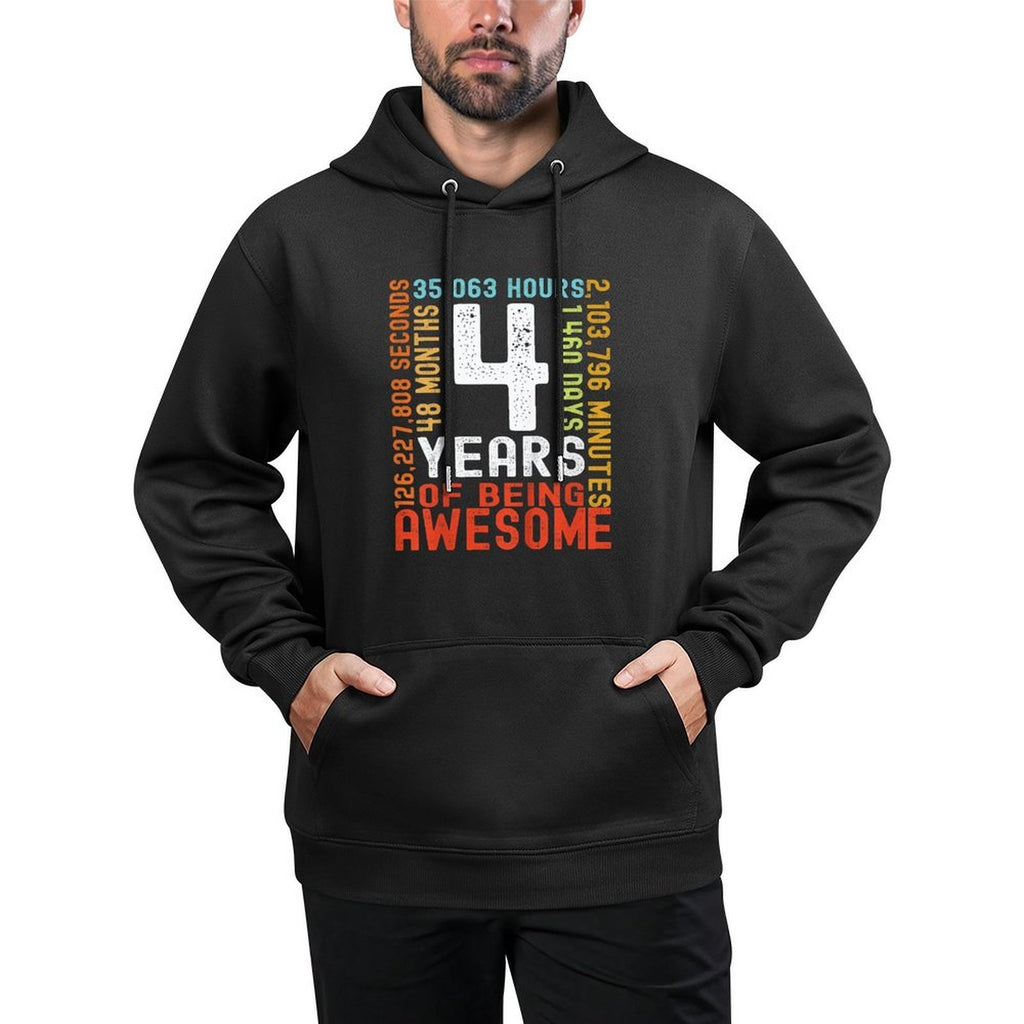 4th Birthday 4 Years Old Vintage Retro 48 Months Boy Girl Easy Care Hoodie