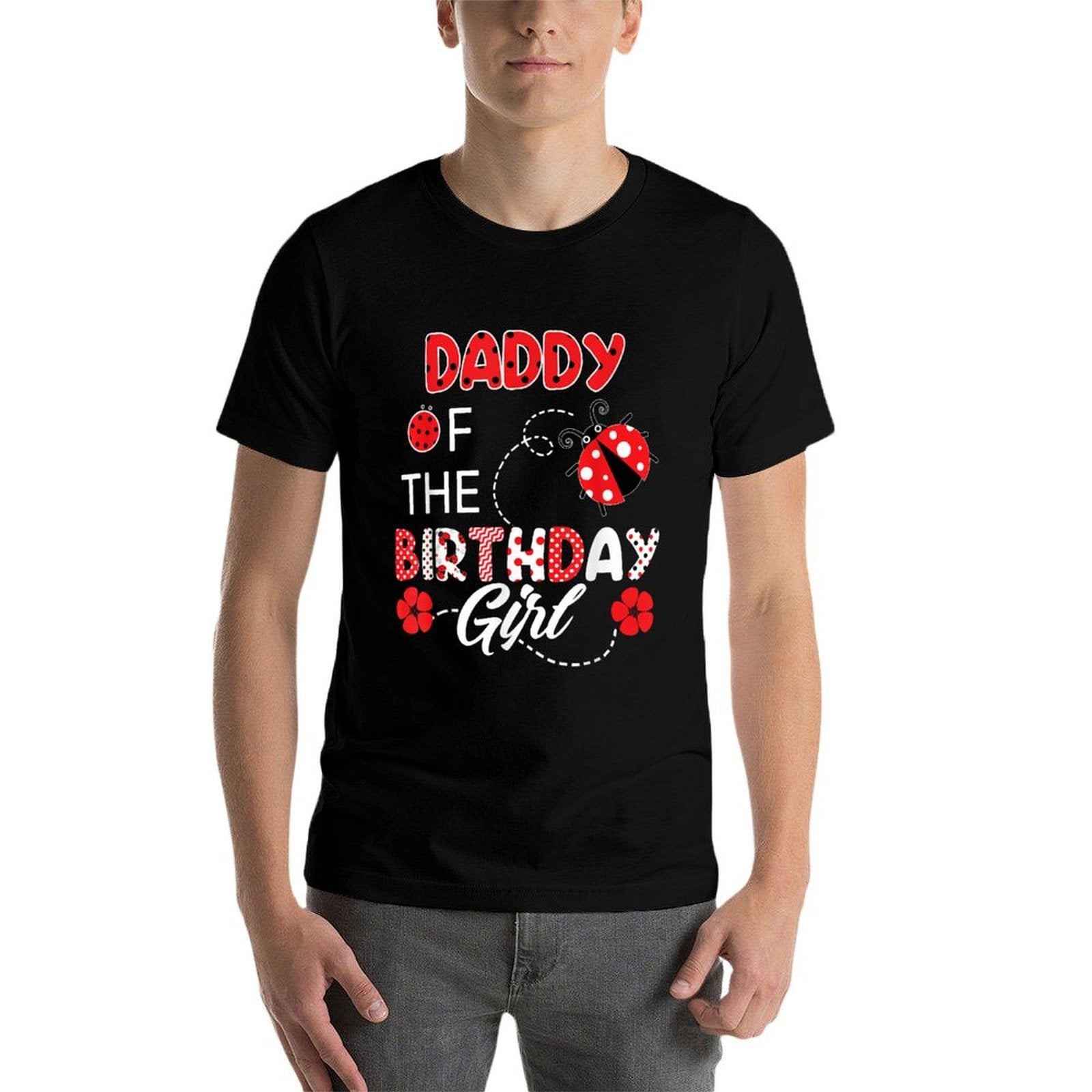 Daddy Of The Birthday Girl - Family Ladybug Birthday  Rolled Sleeves T-Shirt