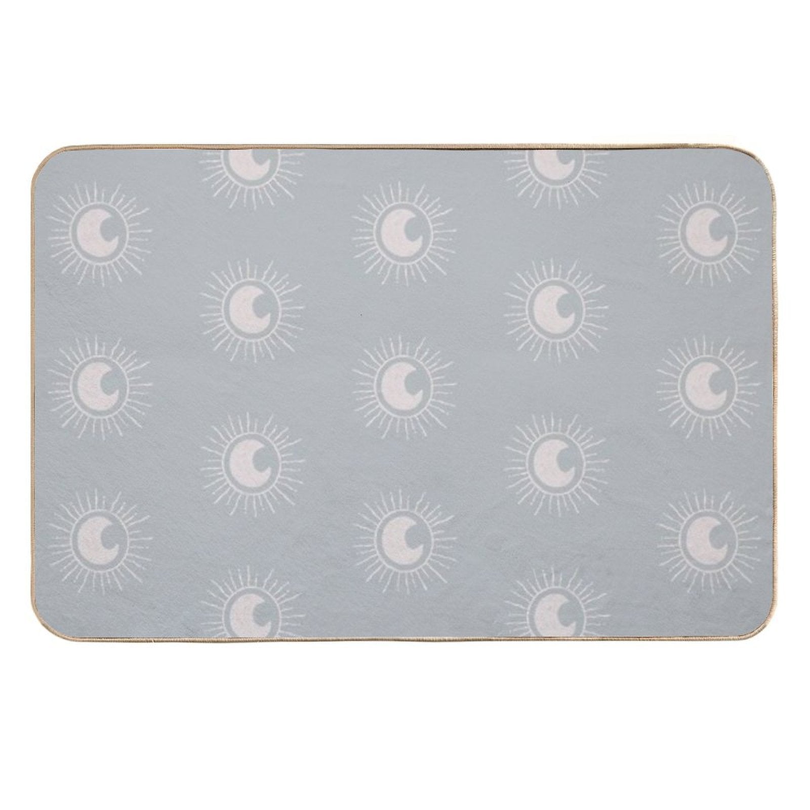 Boho Sun And Moon Pattern Bohemian Aesthetic In Muted Colors Muted Teal  Absorbent Bath Mat