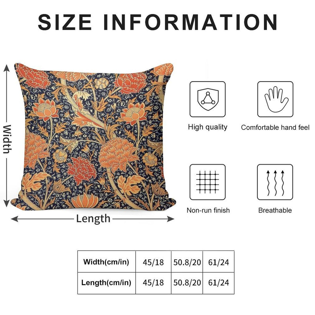 William Morris Cray Blue And Orange Soft High-Density Material Throw Pillow