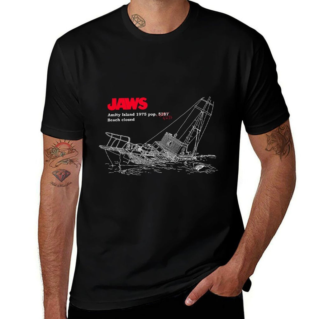 Jaws Amity Island Boat  Cotton T-Shirt
