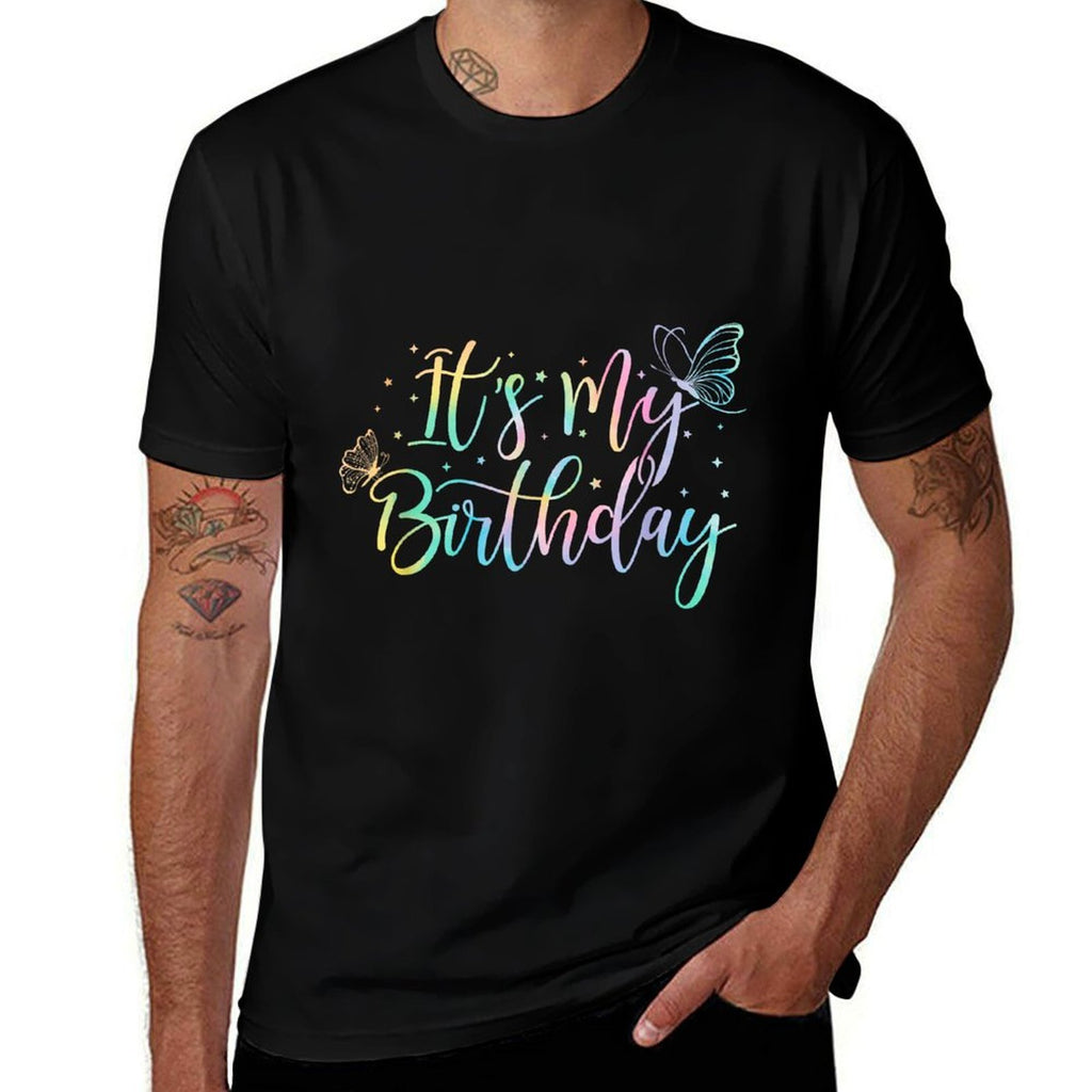 It's My Birthday Butterfly Tie Dye Birthday Party Women Girl  Easy-care T-Shirt