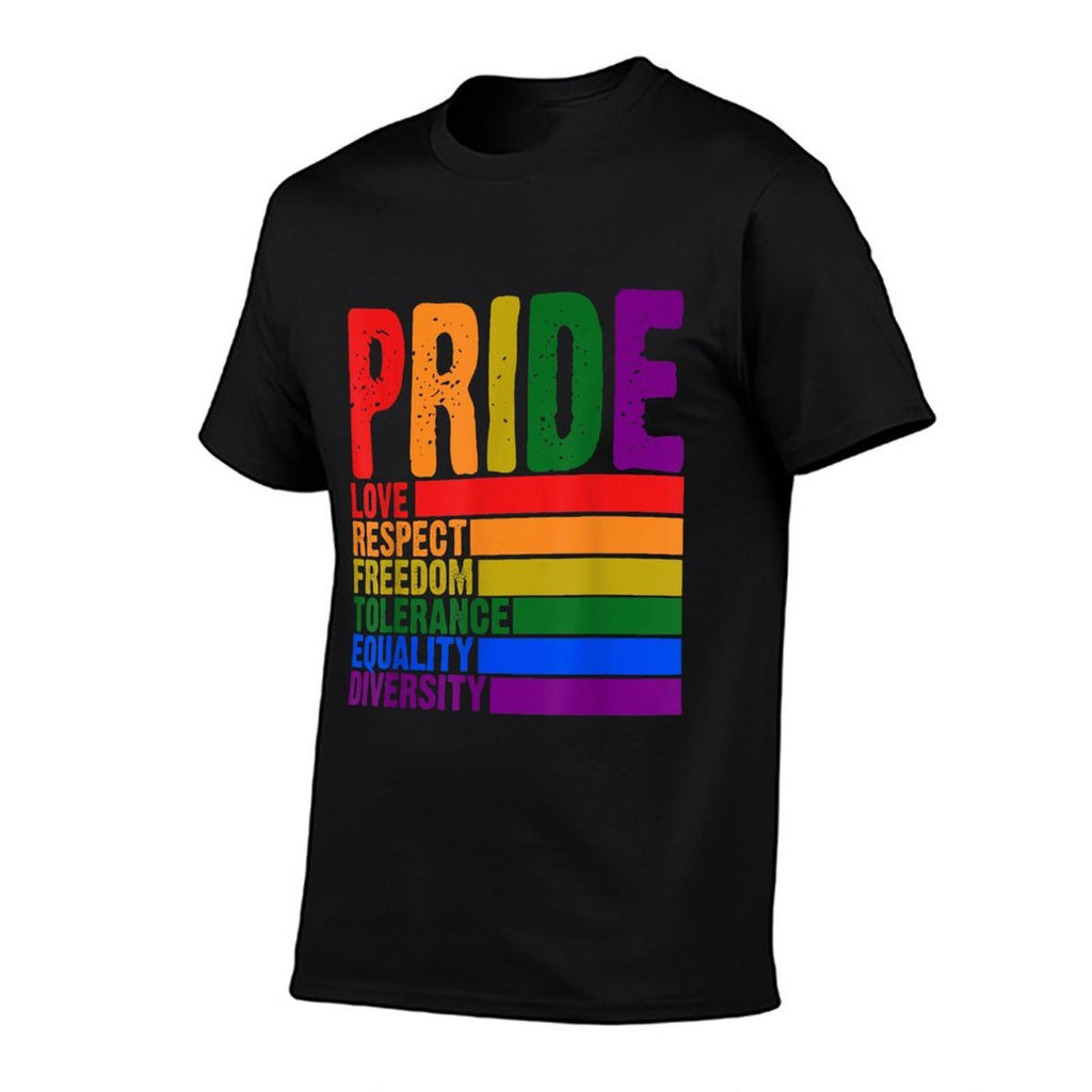 2025 Gay Pride Month Love Respect Freedom LGBTQ Rainbow  Rolled Sleeves T-Shirt