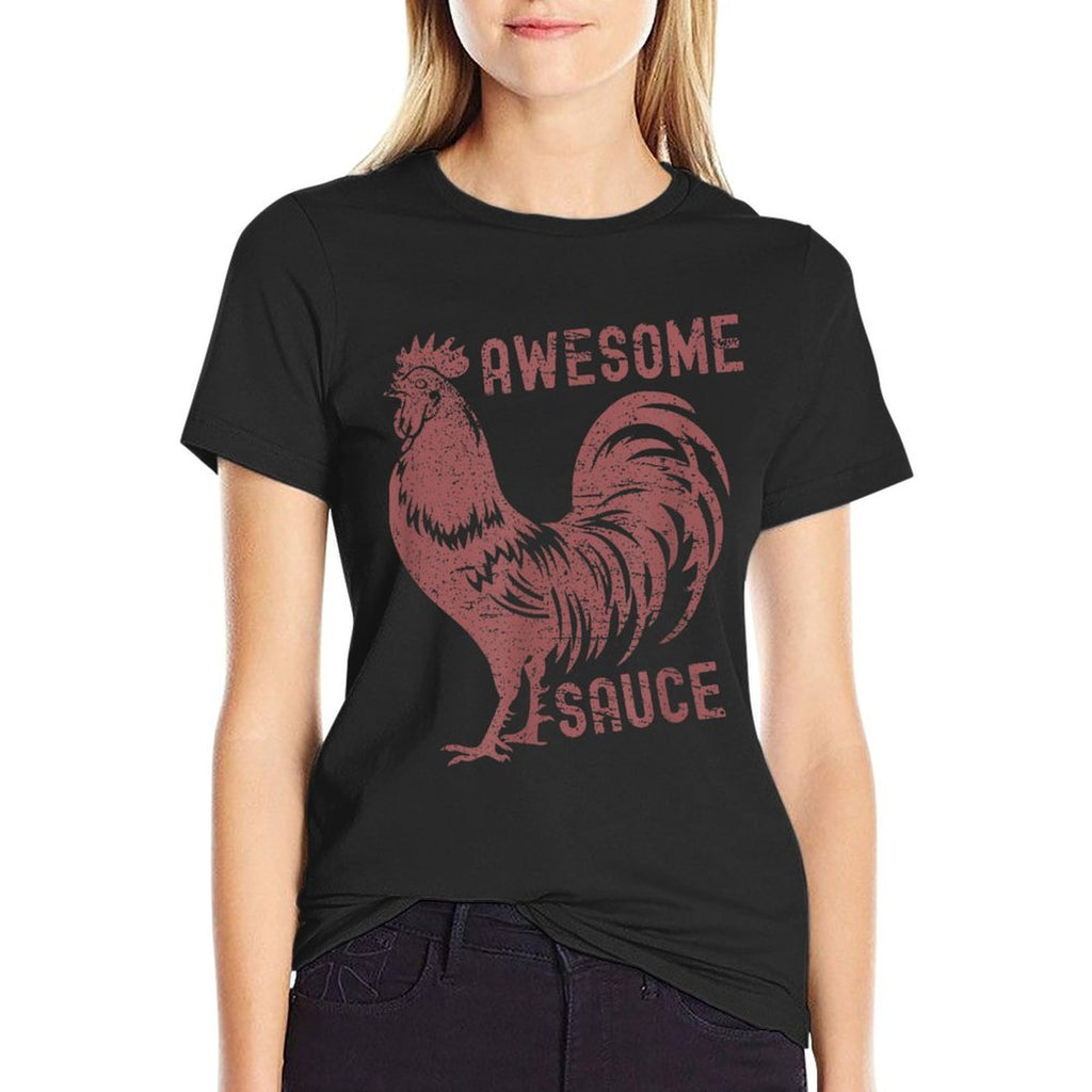 Funny Pets Awesome Sauce with Picture of Rooster  Breathable T-Shirt