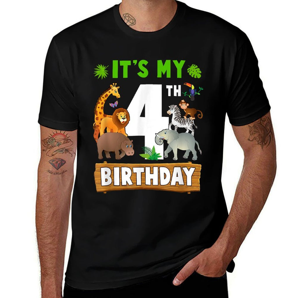 It's My 4Th Birthday Zoo Jungle Safari 4 Years Old Birthday  Classic T-Shirt