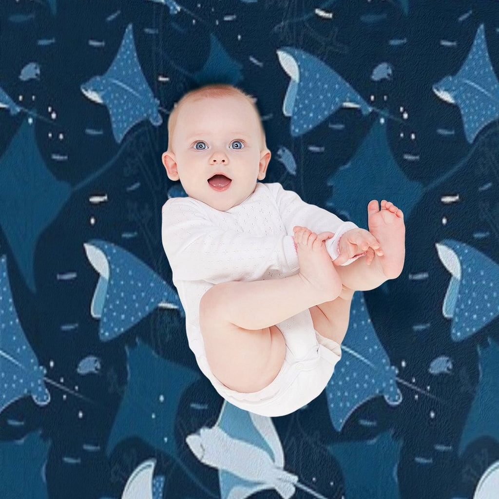 Flying Stingrays Blue Machine-washable Throw Blanket