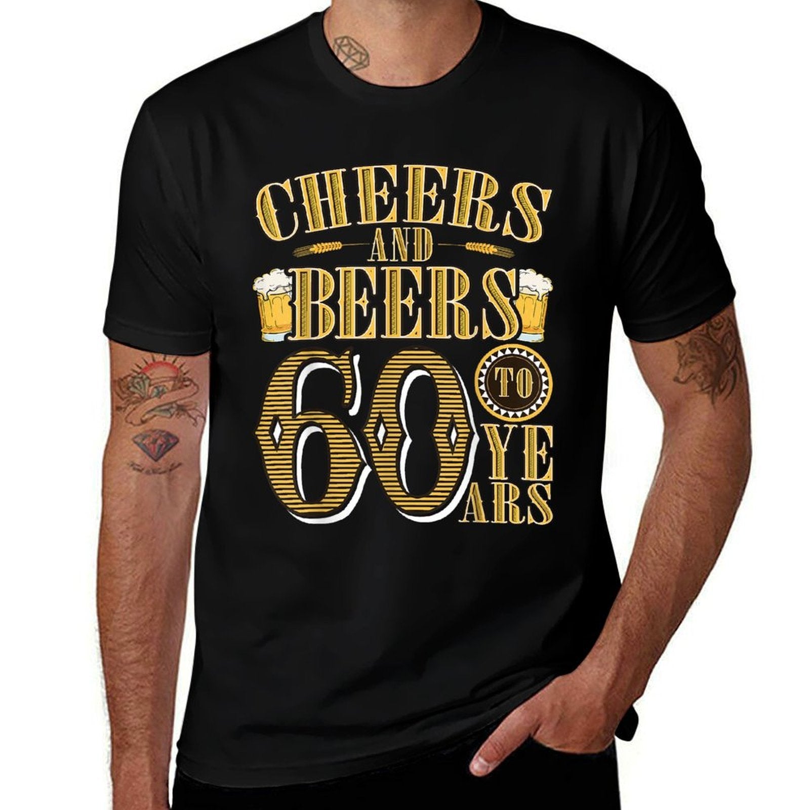 Cheers & Beers to My 60 Years Funny 60th Birthday  Summer-ready Fabric T-Shirt