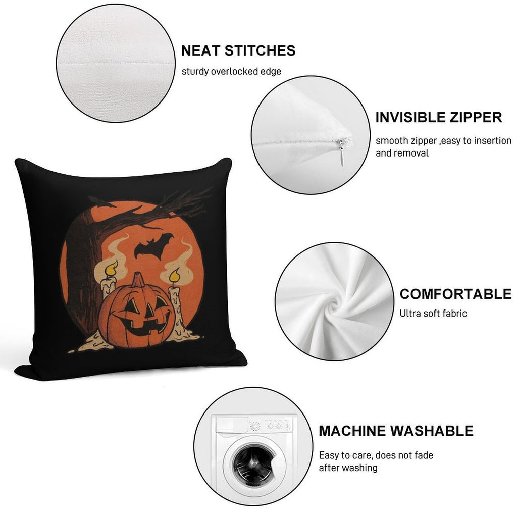 Vintage Pumpkin Scene Halloween Soft Durable Construction Throw Pillow