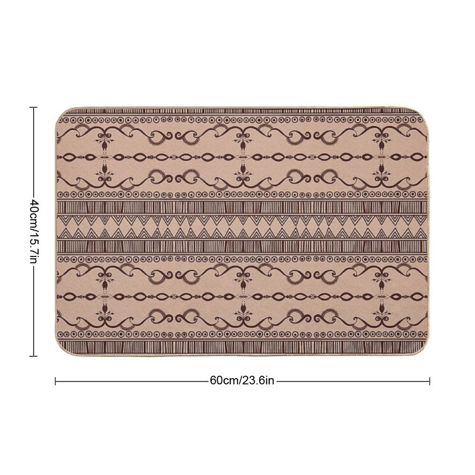 Regular Tan Neutral Egyptian Pattern  Stain-Proof Bath Mat