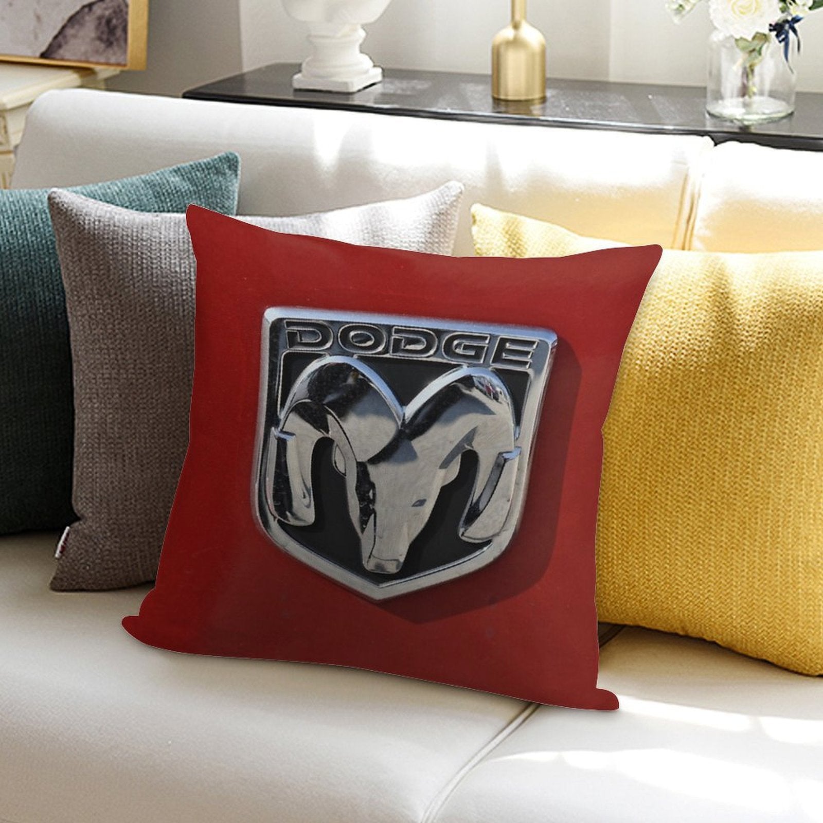 Dodge Logo Soft Shrink-Resistant Throw Pillow
