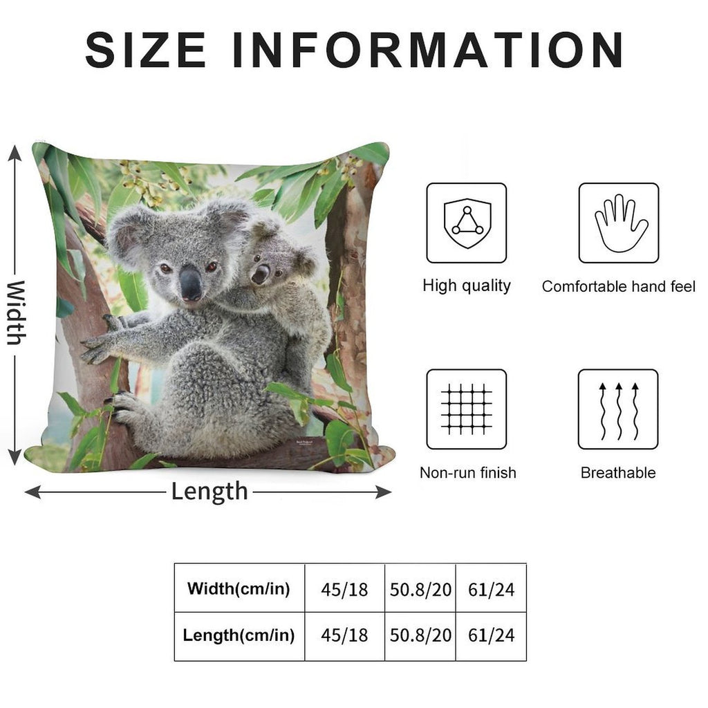 Koala Cuddles Soft Hidden Zipper Throw Pillow
