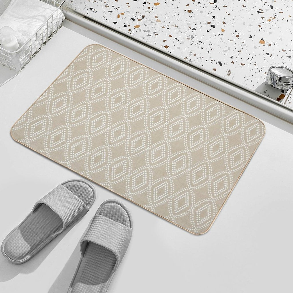 Diamonds Dots in Tan  Anti-Trip Bath Mat