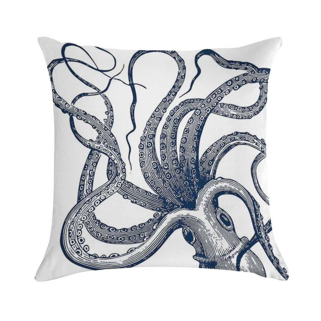Navy Octopus Soft Home Decor Throw Pillow