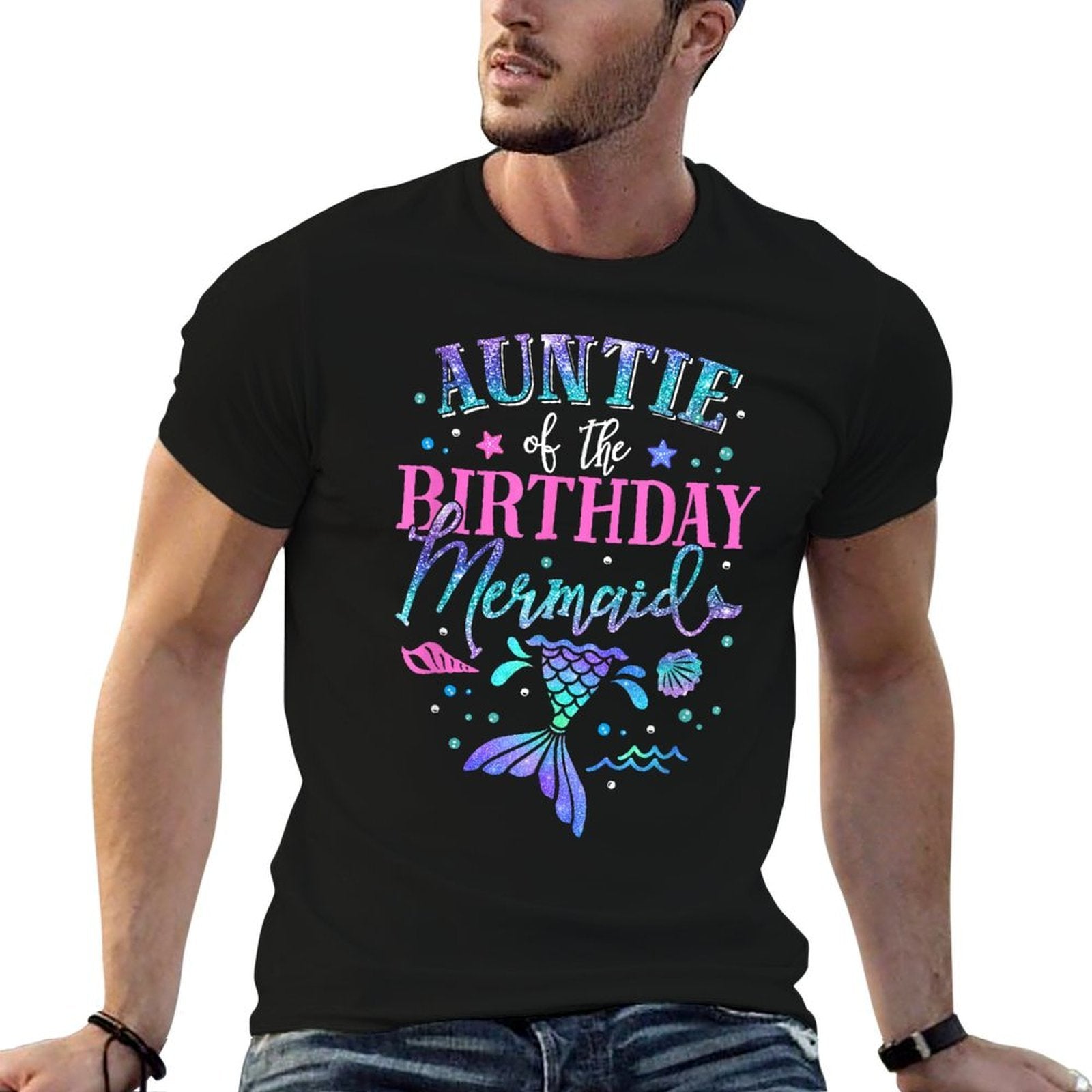 Auntie Of The Birthday Mermaid Party Matching Family  Soft T-Shirt