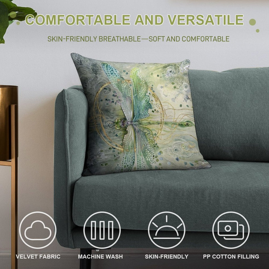 Beautiful Enchanted Dragonfly Soft Skin-Friendly Throw Pillow
