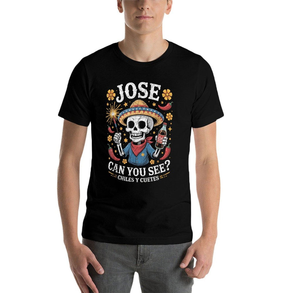 Jose Can You See Chiles Y Cuetes Funny Fiesta  Fade-proof Color T-Shirt
