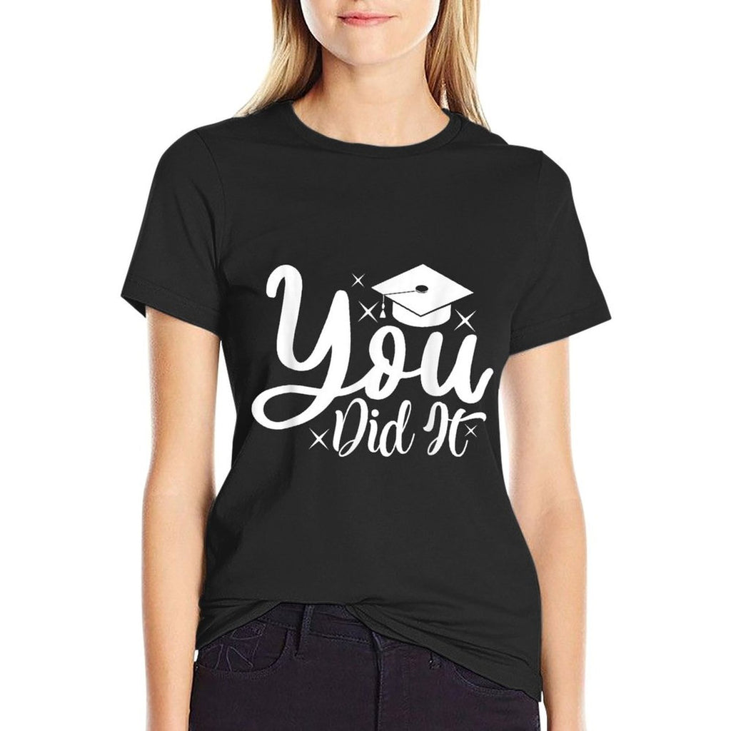 You Did It, Class Of 2024 Graduation Seniors Graduated Fun  Ribbed Collar T-Shirt