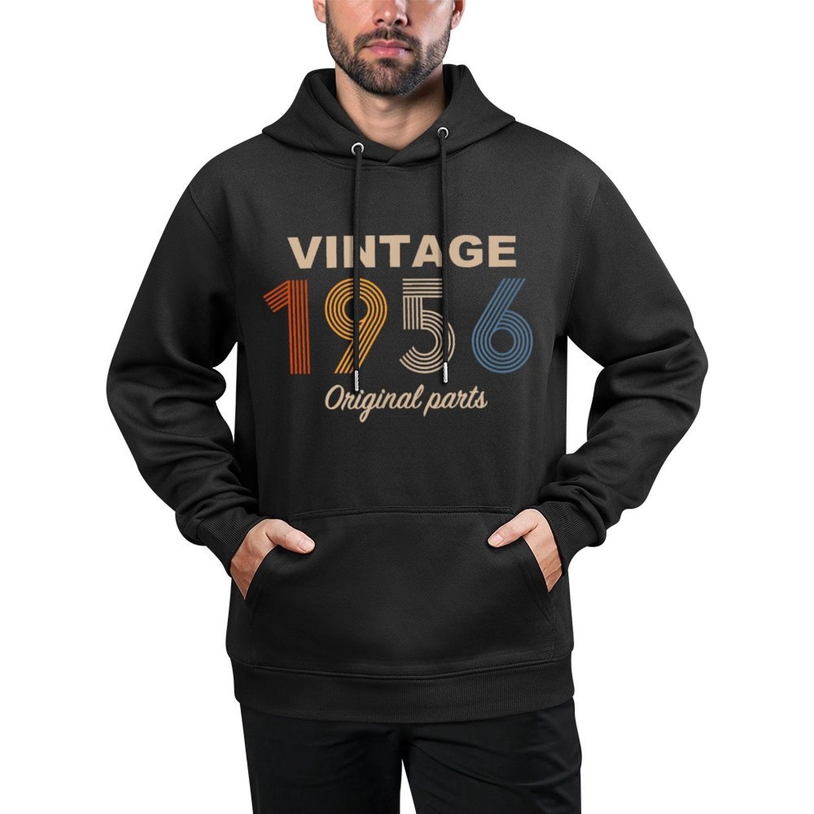 Retro 69 Years Vintage 1956 Original Parts 69th Birthday Kangaroo Pocket Hoodie