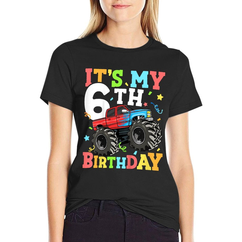 Kids Monster Truck It's My 6th Birthday Boy 6  Polyester Blend T-Shirt