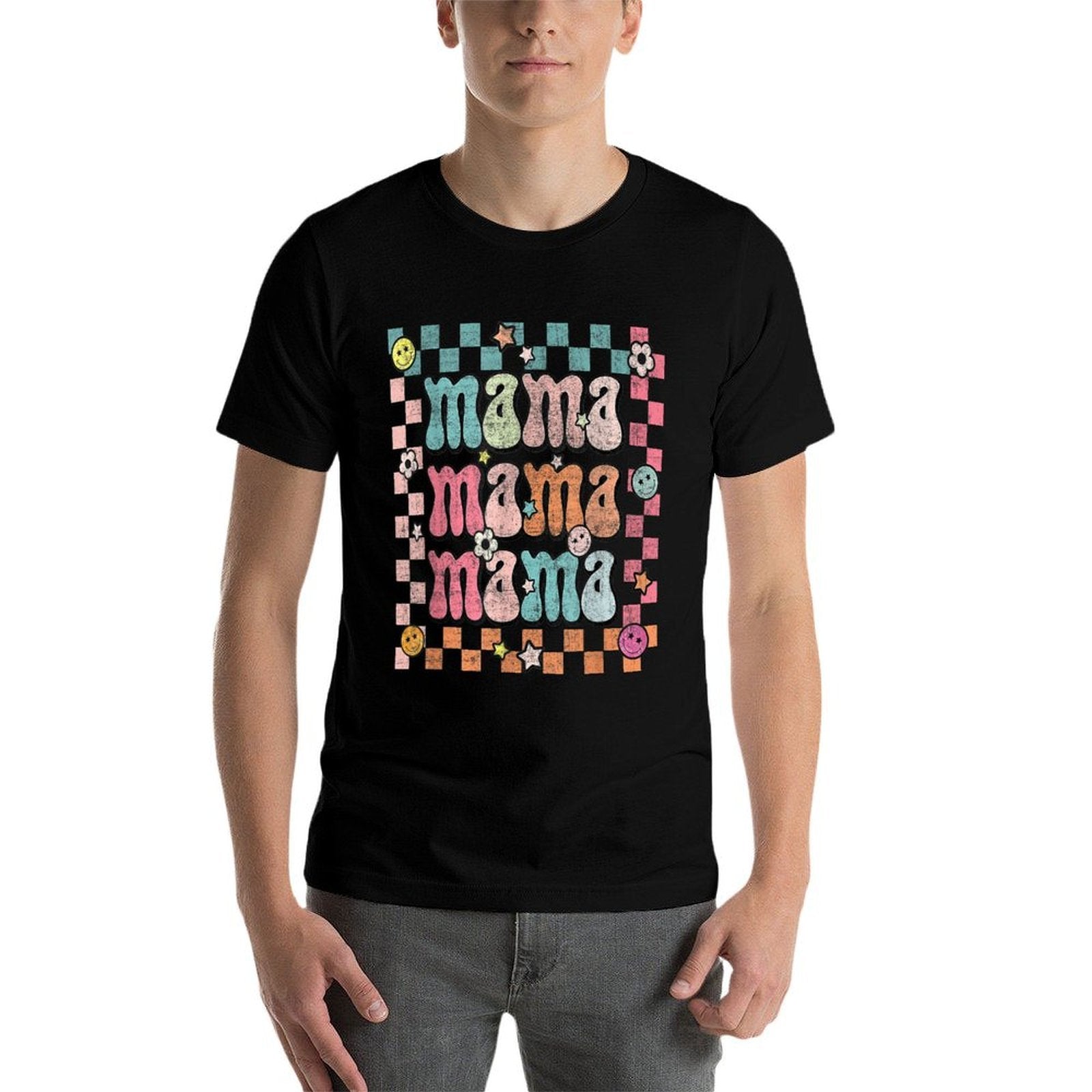 Groovy Mama Retro Checker Matching Family Mother's Day Party  Affordable Price T-Shirt
