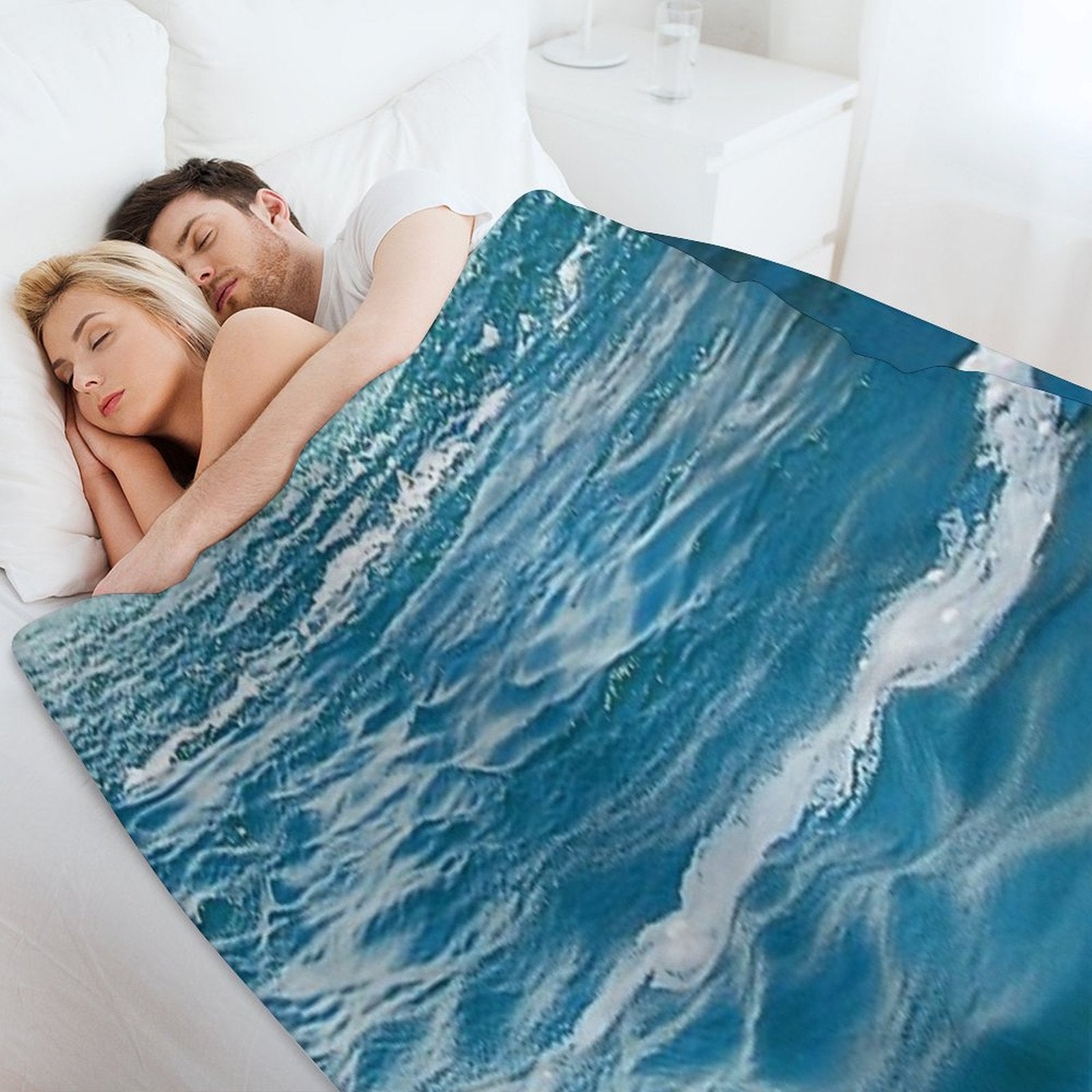 Healing Waters from Blue Ocean Waves And Ripples Shrink-resistant Throw Blanket