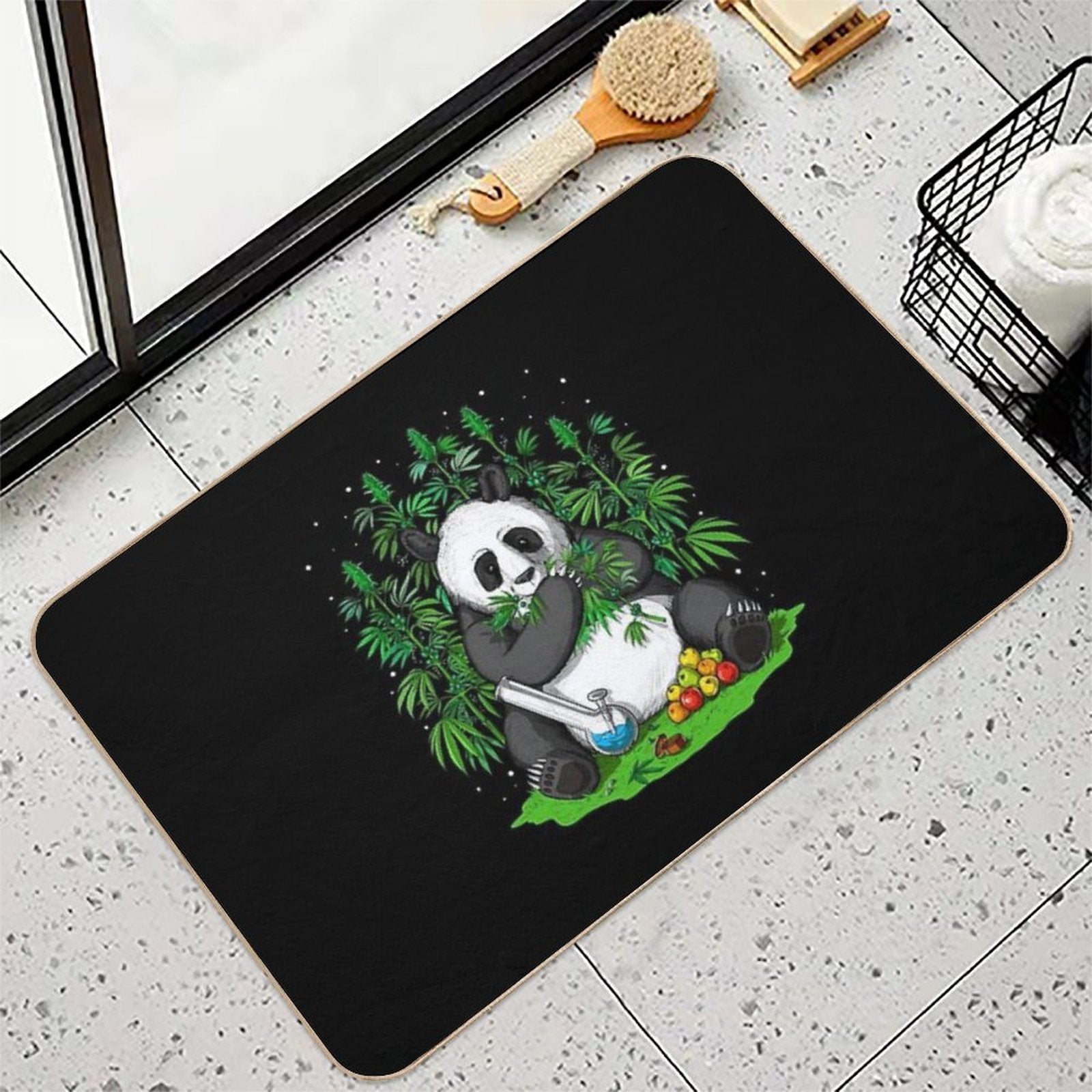 Panda Hippie Stoner  Stain-Proof Bath Mat