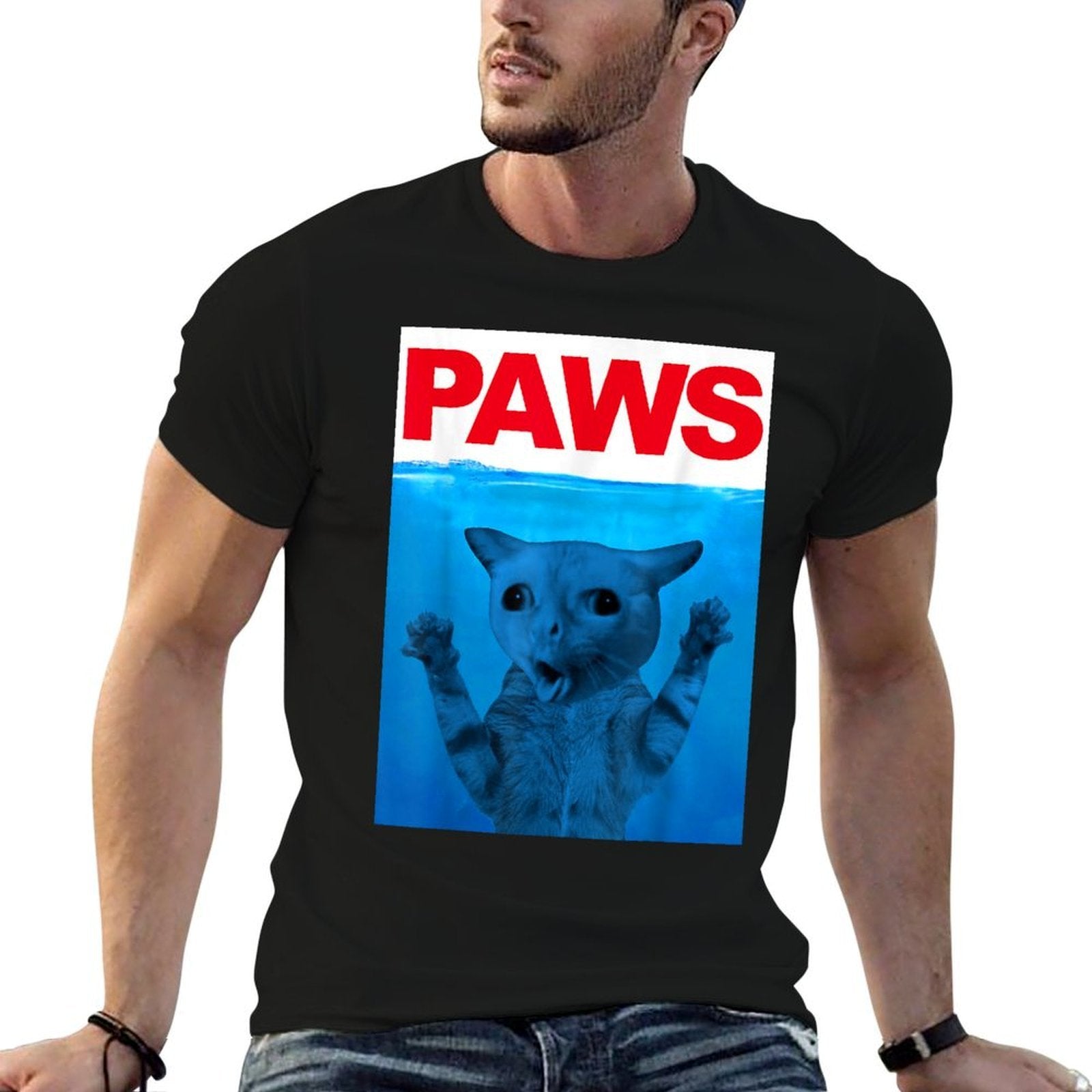 Paws Cat Meme Humor Funny Kitty Lover Funny Cats Dads Mom  Relaxed-fit T-Shirt