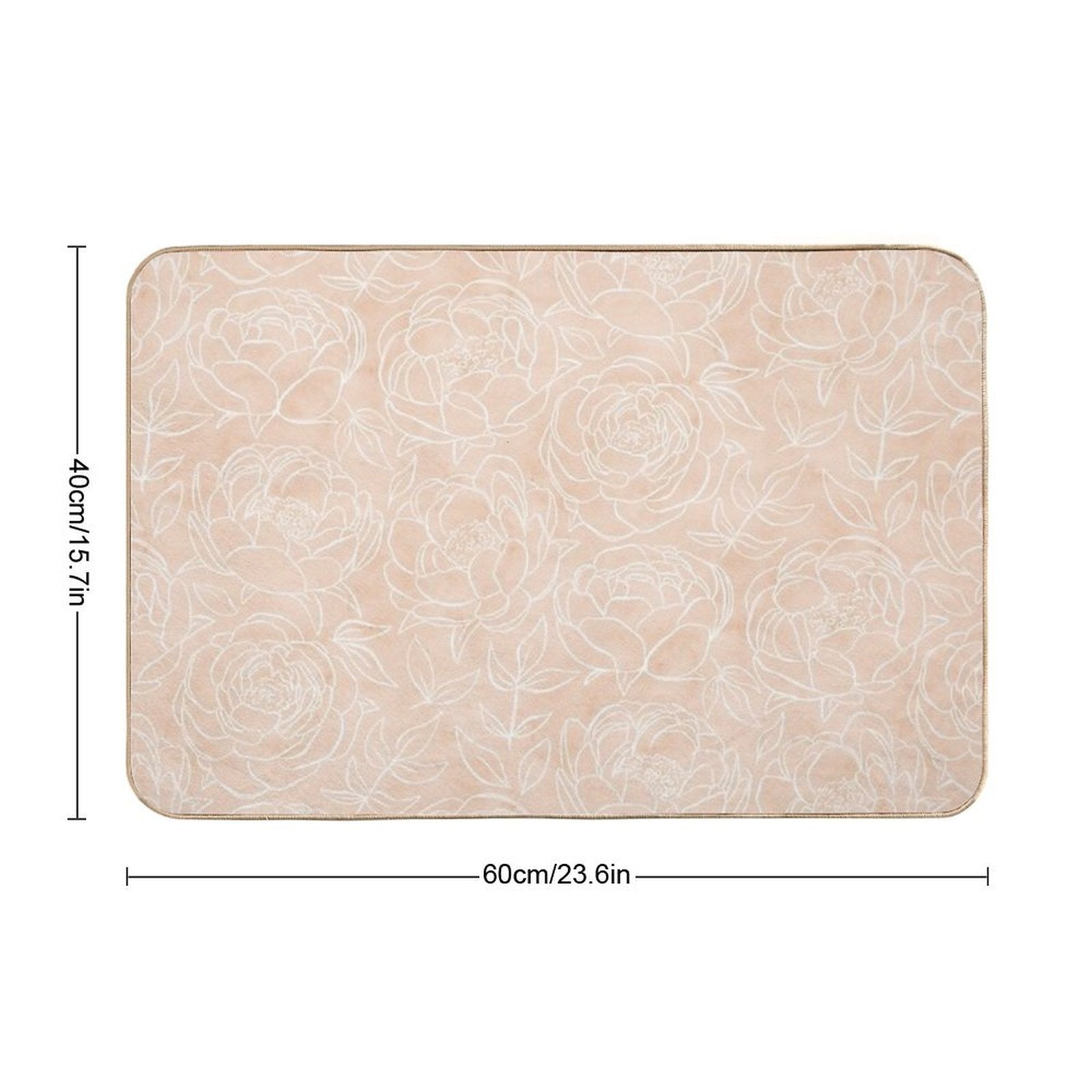 Delicate Peony Flowers on A Pastel Textured Creamy Tan Pattern  Toxin-Free Bath Mat