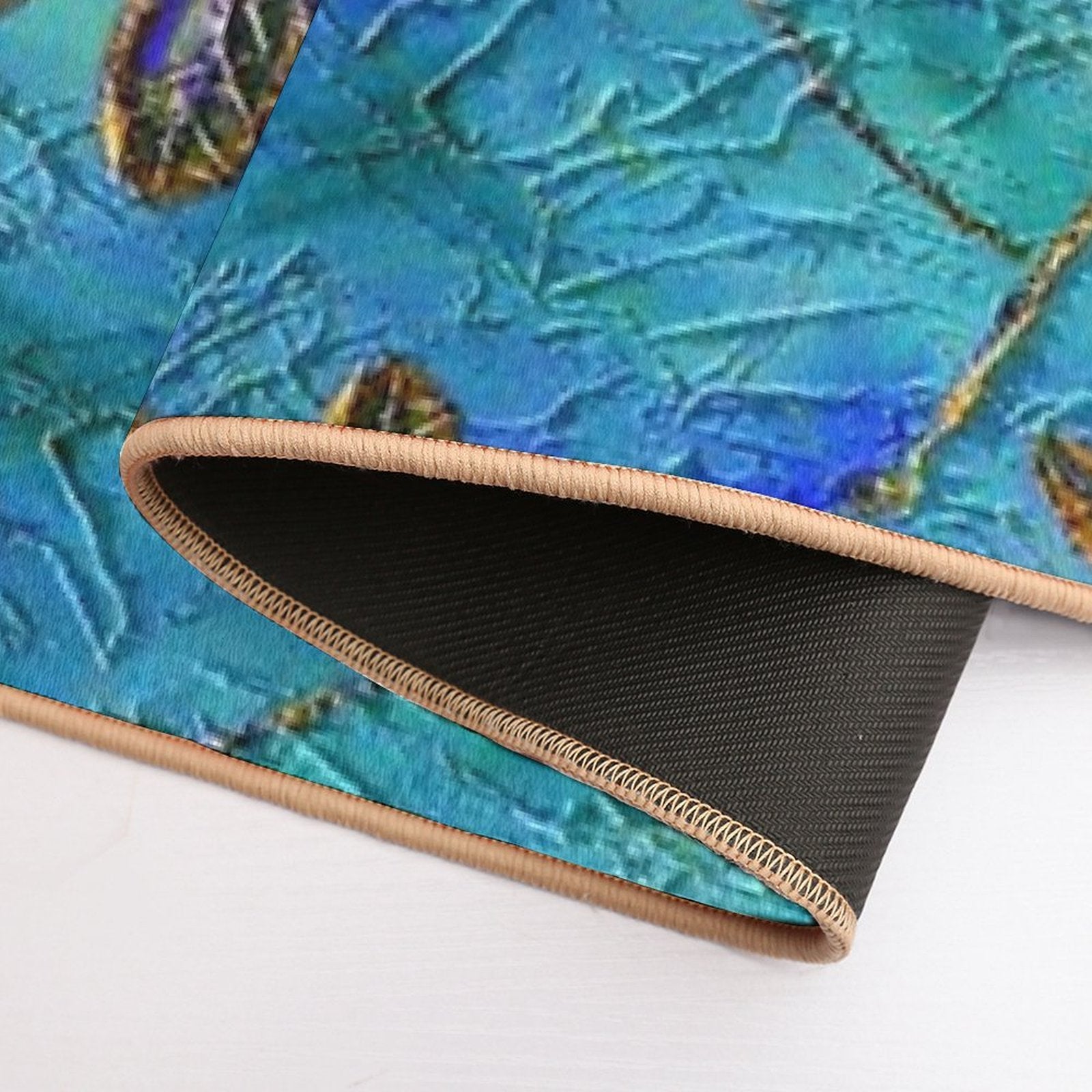 Dragonfly Dance Blue Gold  High-Traffic Bath Mat