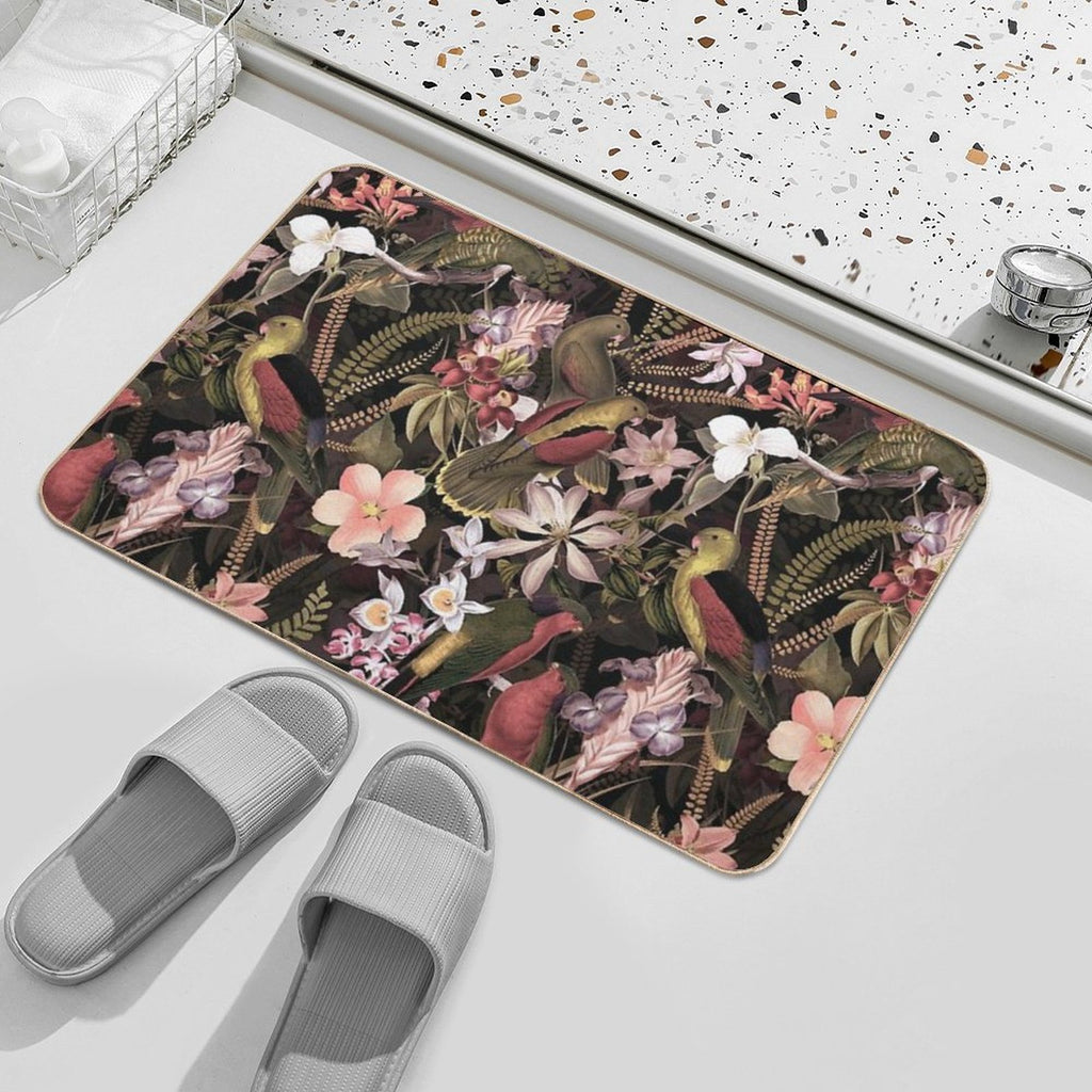 Vintage Parrot Jungle Botanical Garden 1 Nightgarden  Easy Maintenance Bath Mat