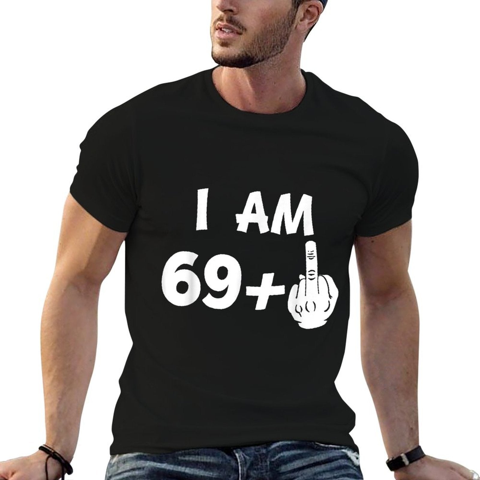 I Am 69 Plus Middle Finger Funny 70th Birthday  Polyester Blend T-Shirt
