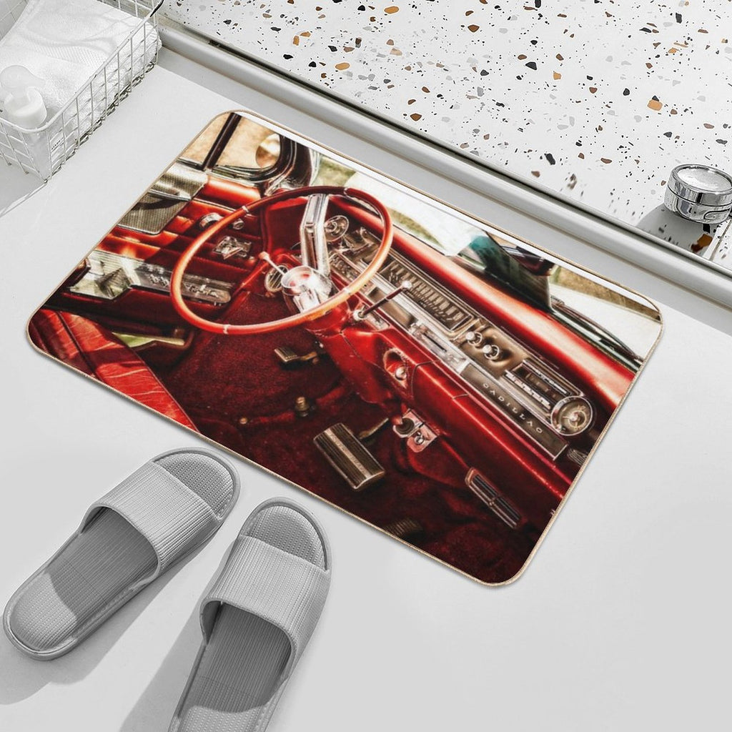 Classic Cadillac Interior. Red.  Versatile Bath Mat