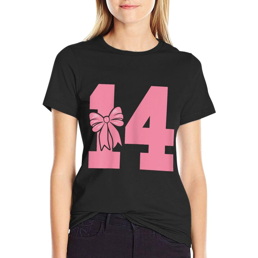 14th Birthday Pink Coquette Bow Cute Ribbon 14 Years Old  Versatile T-Shirt