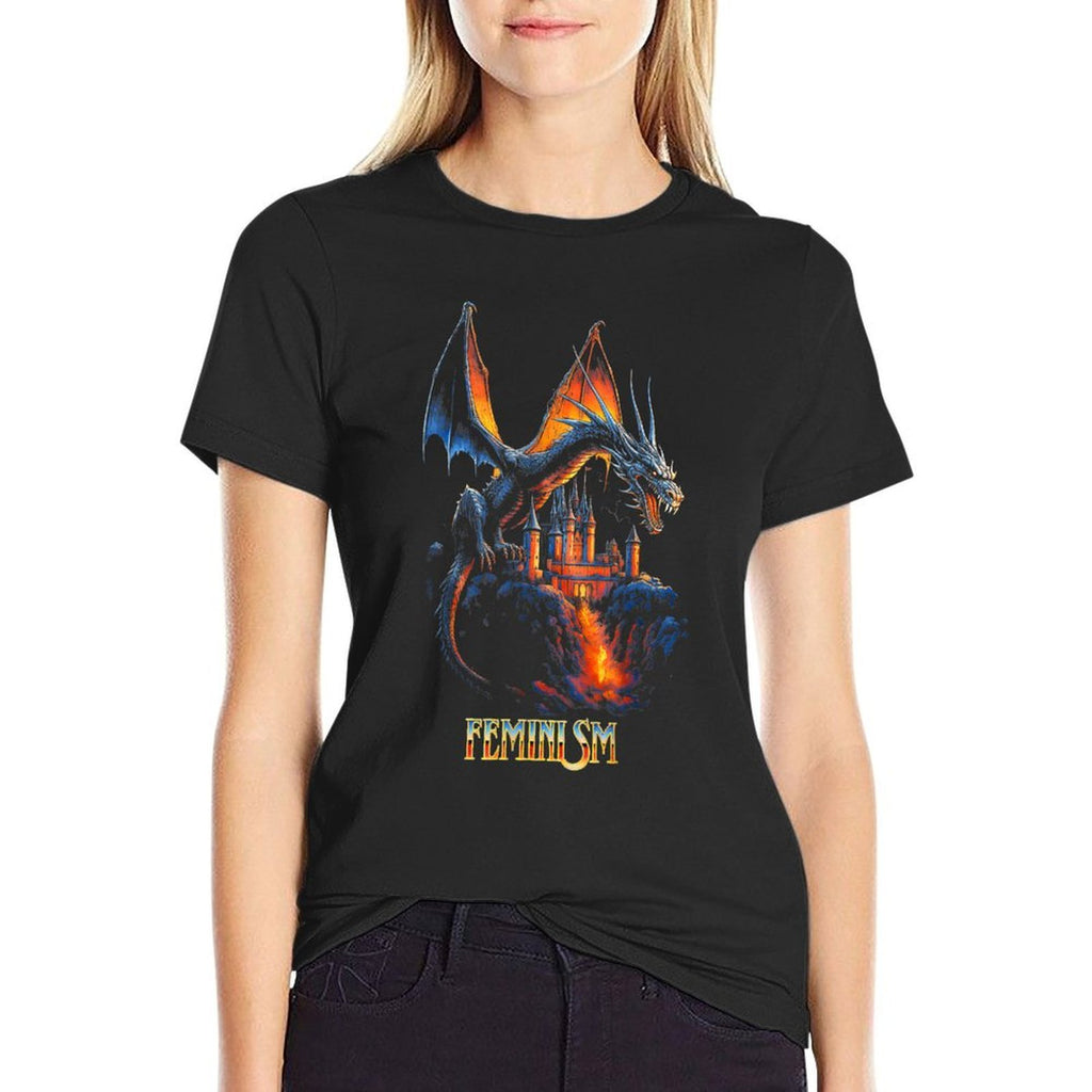 Feminism Dragon  VINTAGE FUNNY Feminism Dragon  Relaxed-fit T-Shirt